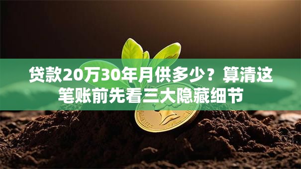 贷款20万30年月供多少？算清这笔账前先看三大隐藏细节