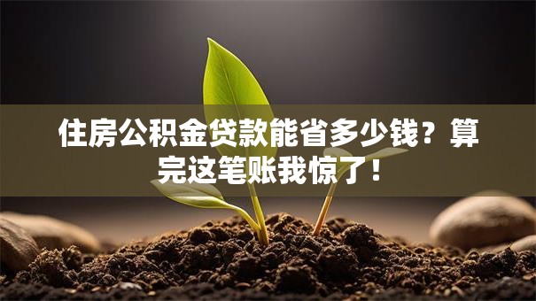 住房公积金贷款能省多少钱？算完这笔账我惊了！
