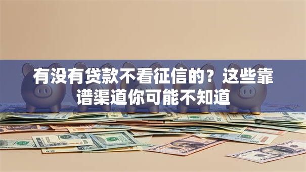 有没有贷款不看征信的？这些靠谱渠道你可能不知道