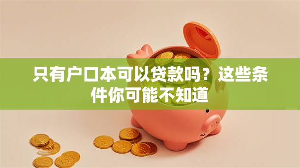 只有户口本可以贷款吗？这些条件你可能不知道
