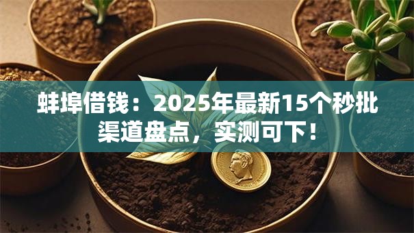 蚌埠借钱：2025年最新15个秒批渠道盘点，实测可下！