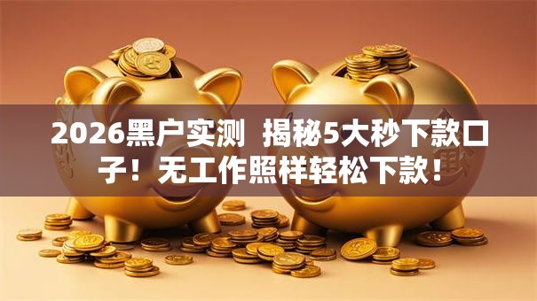 2026黑户实测  揭秘5大秒下款口子！无工作照样轻松下款！