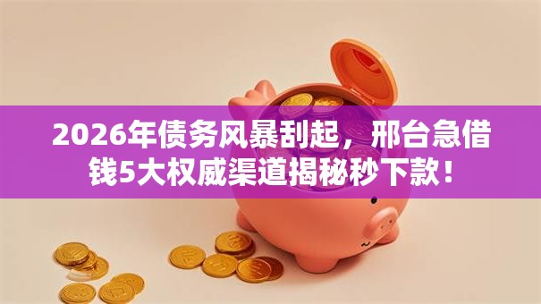 2026年债务风暴刮起，邢台急借钱5大权威渠道揭秘秒下款！