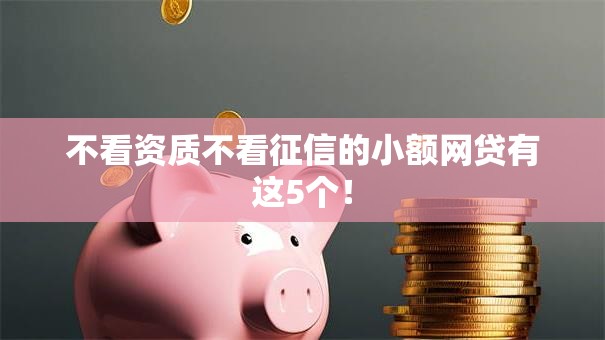 不看资质不看征信的小额网贷有这5个! 不看资质不看征信的小额网贷有这5个!