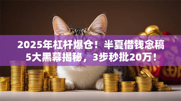 2025年杠杆爆仓!半夏借钱念稿5大黑幕揭秘,3步秒批20万! 2025年杠杆爆仓!半夏借钱念稿5大黑幕揭秘,3步秒批20万!