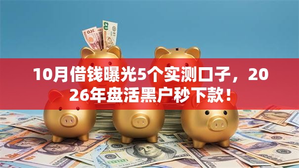 10月借钱曝光5个实测口子，2026年盘活黑户秒下款！