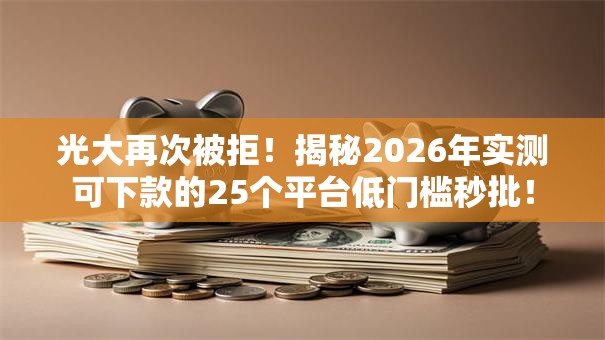 光大再次被拒！揭秘2026年实测可下款的25个平台低门槛秒批！