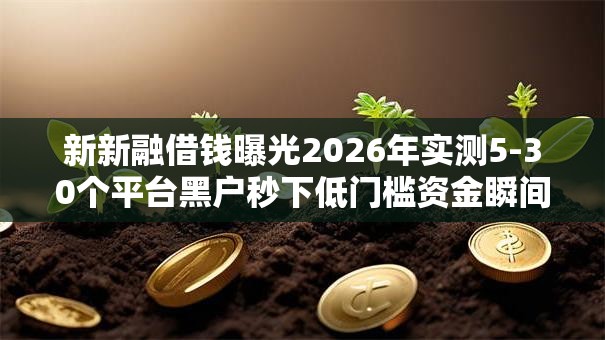 新新融借钱曝光2026年实测5-30个平台黑户秒下低门槛资金瞬间到账