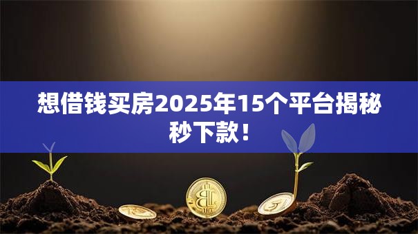 想借钱买房2025年15个平台揭秘秒下款! 想借钱买房2025年15个平台揭秘秒下款!