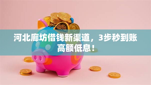 河北廊坊借钱新渠道，3步秒到账高额低息！