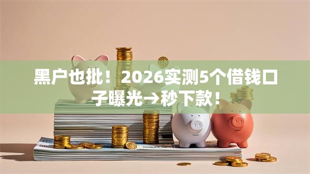 黑户也批！2026实测5个借钱口子曝光→秒下款！