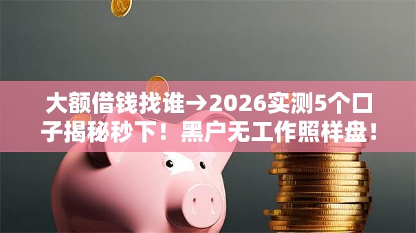 大额借钱找谁→2026实测5个口子揭秘秒下!黑户无工作照样盘! 大额借钱找谁→2026实测5个口子揭秘秒下!黑户无工作照样盘!