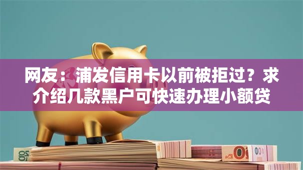 网友:浦发信用卡以前被拒过?求介绍几款黑户可快速办理小额贷款业务的口子 网友:浦发信用卡以前被拒过?求介绍几款黑户可快速办理小额贷款业务的口子