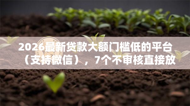 2026最新贷款大额门槛低的平台(支持微信),7个不审核直接放款500的平台无私分享 2026最新贷款大额门槛低的平台(支持微信),7个不审核直接放款500的平台无私分享