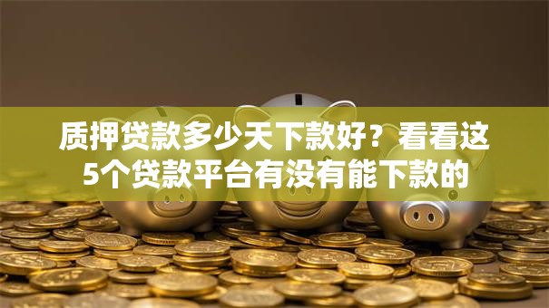 质押贷款多少天下款好?看看这5个贷款平台有没有能下款的 质押贷款多少天下款好?看看这5个贷款平台有没有能下款的