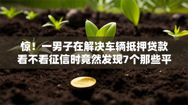 惊!一男子在解决车辆抵押贷款看不看征信时竟然发现7个那些平台可以贷款,事后分享了出来 惊!一男子在解决车辆抵押贷款看不看征信时竟然发现7个那些平台可以贷款,事后分享了出来
