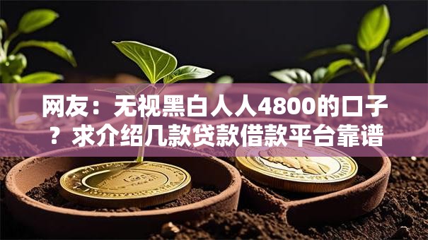 网友:无视黑白人人4800的口子?求介绍几款贷款借款平台靠谱 网友:无视黑白人人4800的口子?求介绍几款贷款借款平台靠谱