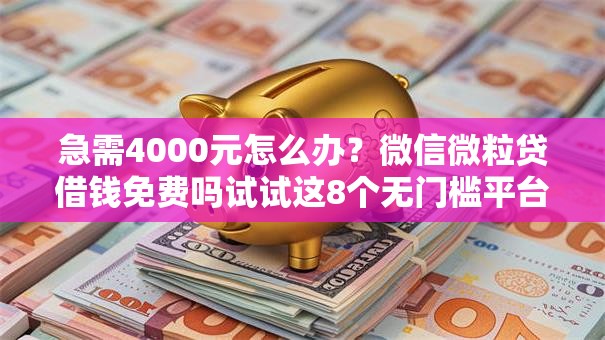 急需4000元怎么办？微信微粒贷借钱免费吗试试这8个无门槛平台