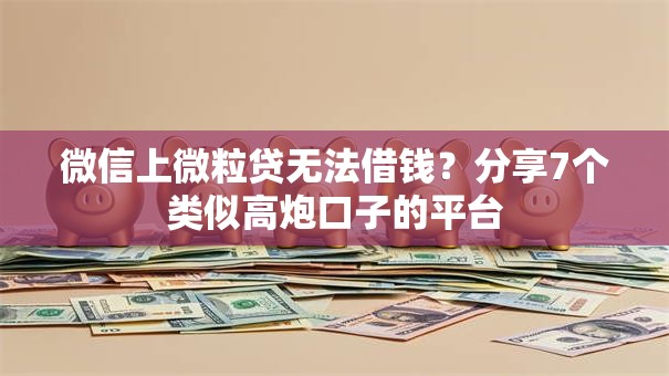 微信上微粒贷无法借钱?分享7个类似高炮口子的平台 微信上微粒贷无法借钱?分享7个类似高炮口子的平台