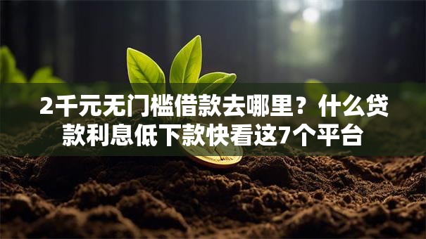 2千元无门槛借款去哪里?什么贷款利息低下款快看这7个平台 2千元无门槛借款去哪里?什么贷款利息低下款快看这7个平台
