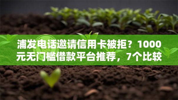 浦发电话邀请信用卡被拒？1000元无门槛借款平台推荐，7个比较好的小额贷款口子盘点