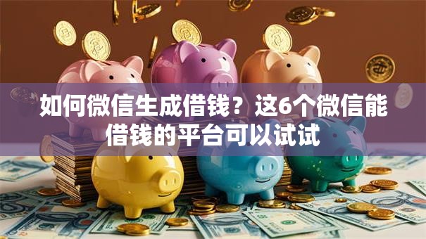 如何微信生成借钱？这6个微信能借钱的平台可以试试