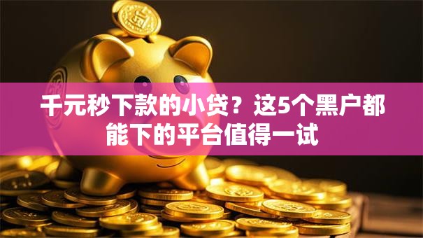 千元秒下款的小贷？这5个黑户都能下的平台值得一试