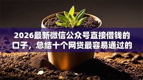 2026最新微信公众号直接借钱的口子,总结十个网贷最容易通过的平台! 2026最新微信公众号直接借钱的口子,总结十个网贷最容易通过的平台!