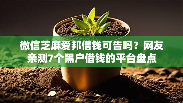 微信芝麻爱邦借钱可告吗?网友亲测7个黑户借钱的平台盘点 微信芝麻爱邦借钱可告吗?网友亲测7个黑户借钱的平台盘点