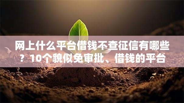 网上什么平台借钱不查征信有哪些?10个貌似免审批、借钱的平台100%能借到18周岁合集 网上什么平台借钱不查征信有哪些?10个貌似免审批、借钱的平台100%能借到18周岁合集
