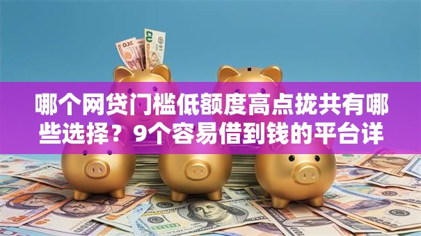哪个网贷门槛低额度高点拢共有哪些选择?9个容易借到钱的平台详解 哪个网贷门槛低额度高点拢共有哪些选择?9个容易借到钱的平台详解