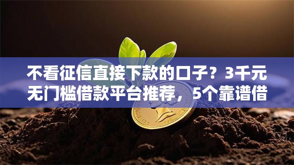 不看征信直接下款的口子?3千元无门槛借款平台推荐,5个靠谱借钱的网贷平台盘点 不看征信直接下款的口子?3千元无门槛借款平台推荐,5个靠谱借钱的网贷平台盘点