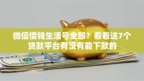 微信借钱生活号全部？看看这7个贷款平台有没有能下款的