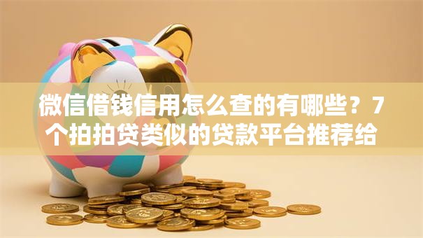 微信借钱信用怎么查的有哪些？7个拍拍贷类似的贷款平台推荐给你