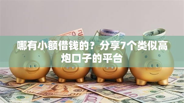哪有小额借钱的？分享7个类似高炮口子的平台