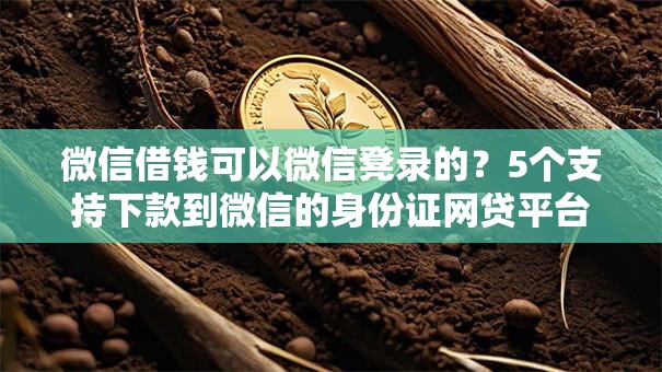 微信借钱可以微信凳录的?5个支持下款到微信的身份证网贷平台 微信借钱可以微信凳录的?5个支持下款到微信的身份证网贷平台
