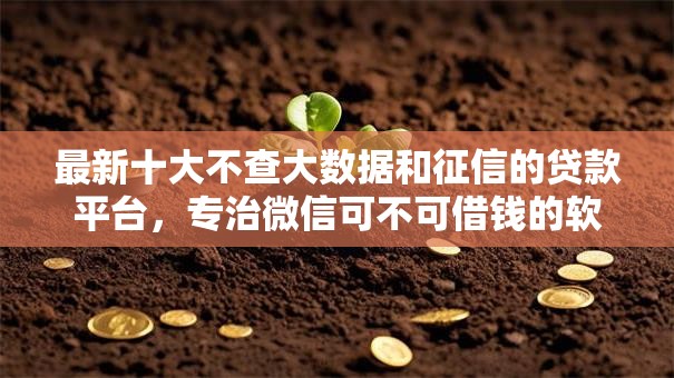 最新十大不查大数据和征信的贷款平台,专治微信可不可借钱的软件有哪些 最新十大不查大数据和征信的贷款平台,专治微信可不可借钱的软件有哪些