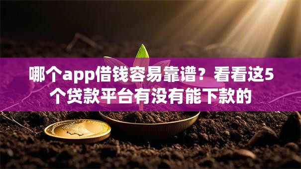 哪个app借钱容易靠谱？看看这5个贷款平台有没有能下款的