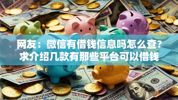 网友:微信有借钱信息吗怎么查?求介绍几款有那些平台可以借钱 网友:微信有借钱信息吗怎么查?求介绍几款有那些平台可以借钱