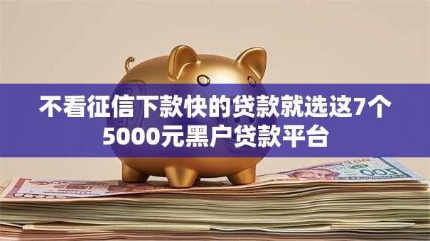 不看征信下款快的贷款就选这7个5000元黑户贷款平台 不看征信下款快的贷款就选这7个5000元黑户贷款平台
