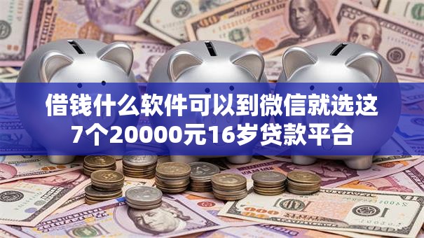 借钱什么软件可以到微信就选这7个20000元16岁贷款平台 借钱什么软件可以到微信就选这7个20000元16岁贷款平台