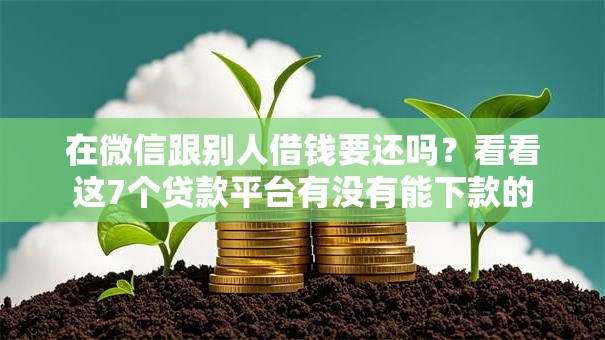在微信跟别人借钱要还吗?看看这7个贷款平台有没有能下款的 在微信跟别人借钱要还吗?看看这7个贷款平台有没有能下款的