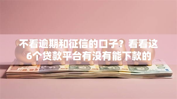 不看逾期和征信的口子？看看这6个贷款平台有没有能下款的