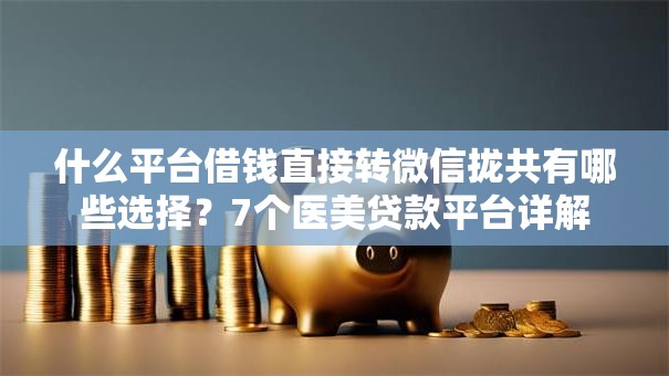 什么平台借钱直接转微信拢共有哪些选择?7个医美贷款平台详解 什么平台借钱直接转微信拢共有哪些选择?7个医美贷款平台详解