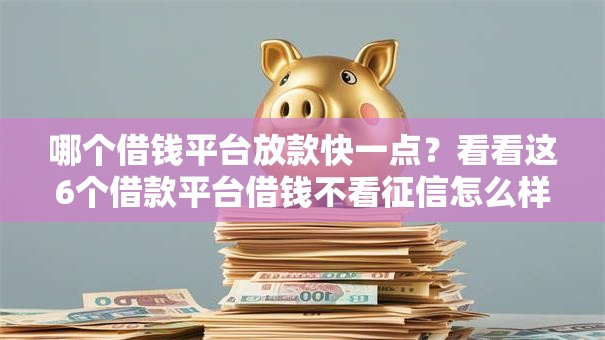 哪个借钱平台放款快一点？看看这6个借款平台借钱不看征信怎么样
