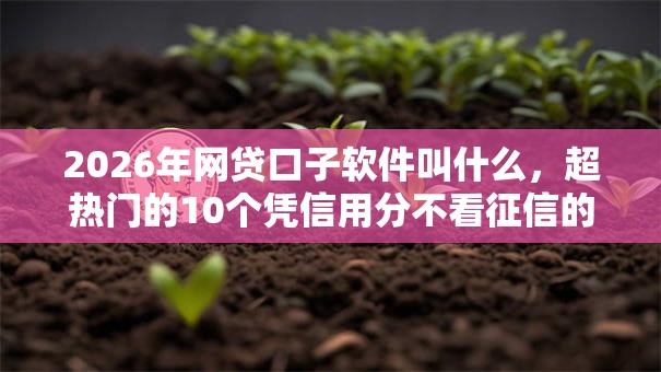 2026年网贷口子软件叫什么,超热门的10个凭信用分不看征信的贷款平台推荐 2026年网贷口子软件叫什么,超热门的10个凭信用分不看征信的贷款平台推荐