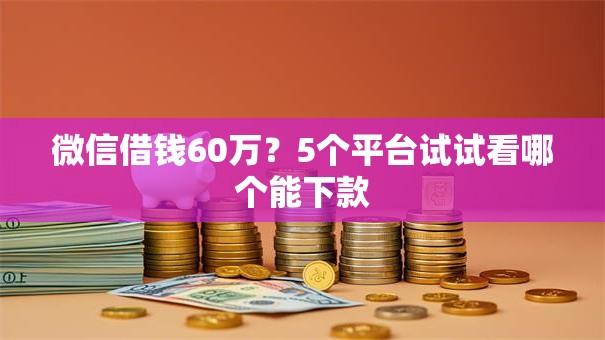 微信借钱60万?5个平台试试看哪个能下款 微信借钱60万?5个平台试试看哪个能下款