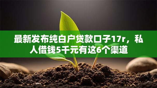 最新发布纯白户贷款口子17r,私人借钱5千元有这6个渠道 最新发布纯白户贷款口子17r,私人借钱5千元有这6个渠道