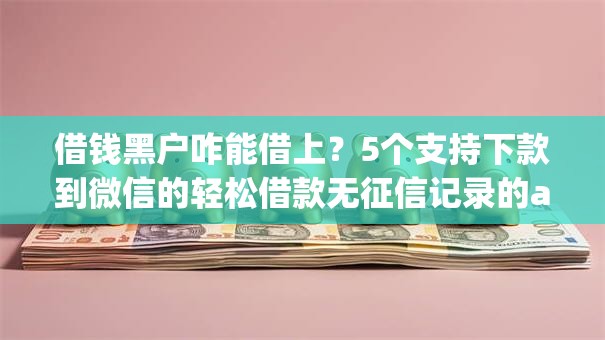 借钱黑户咋能借上?5个支持下款到微信的轻松借款无征信记录的app 借钱黑户咋能借上?5个支持下款到微信的轻松借款无征信记录的app