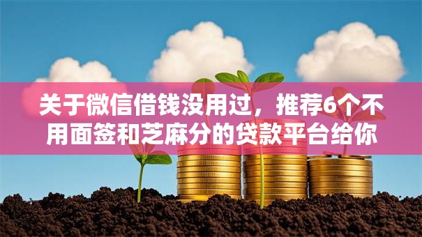 关于微信借钱没用过,推荐6个不用面签和芝麻分的贷款平台给你 关于微信借钱没用过,推荐6个不用面签和芝麻分的贷款平台给你